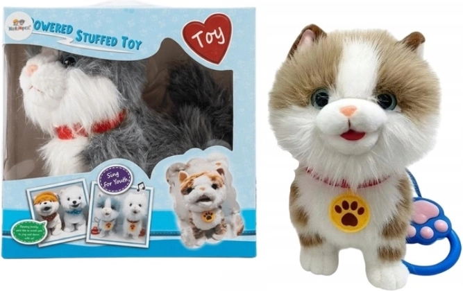 Gattina peluche interattiva al guinzaglio