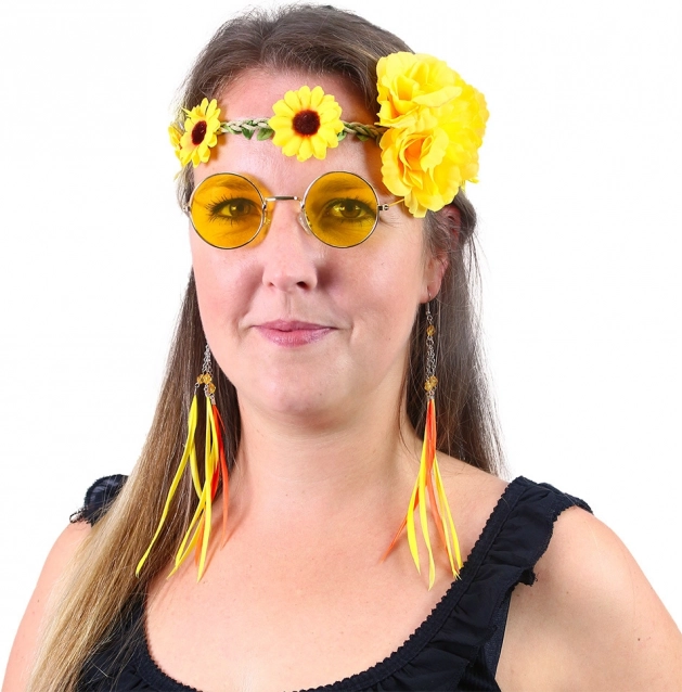 Set Hippies Giallo - Fascia, Orecchini e Occhiali