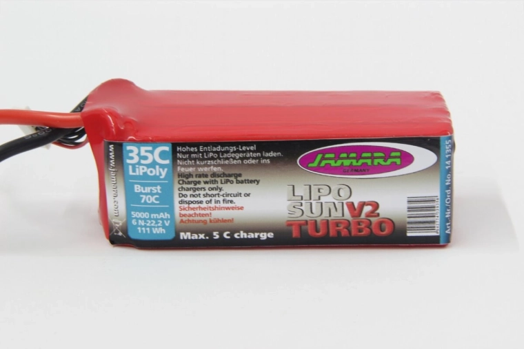 Batteria LiPo LipoSun V2 22,2 V 5000 mAh 111 Wh 35C/70C con connettore di bilanciamento GPR 6N