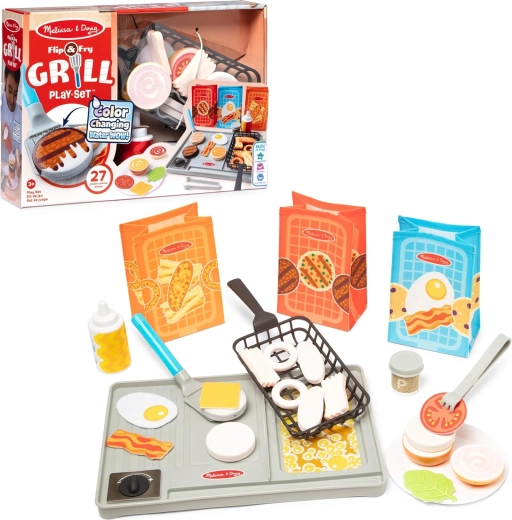 Melissa & Doug Flip & Fry set per grigliare con alimenti che cambiano colore, 27 pezzi