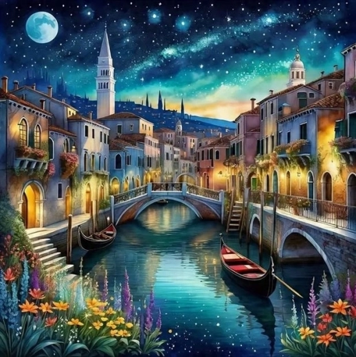 Norimpex Dipingi secondo i numeri Venezia di notte 40 × 50 cm