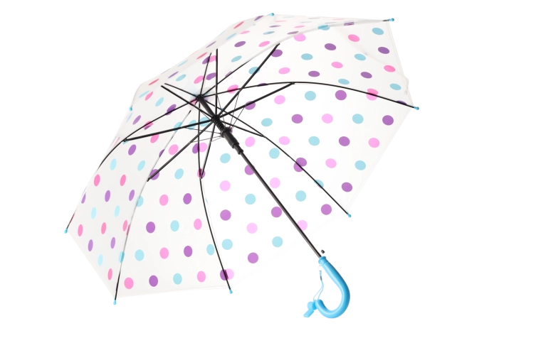 Design trasparente con pois colorati