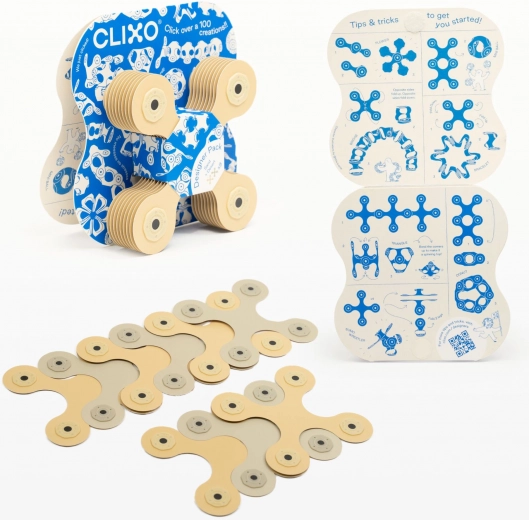 clixo designer set magnetico beige e grigio 9 pz