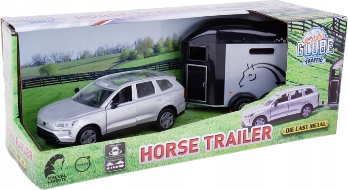 Kids Globe Volvo EX90 con rimorchio per cavalli e cavallo