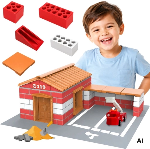 Woopie set di costruzioni stazione dei pompieri con veri mattoncini 178 pezzi