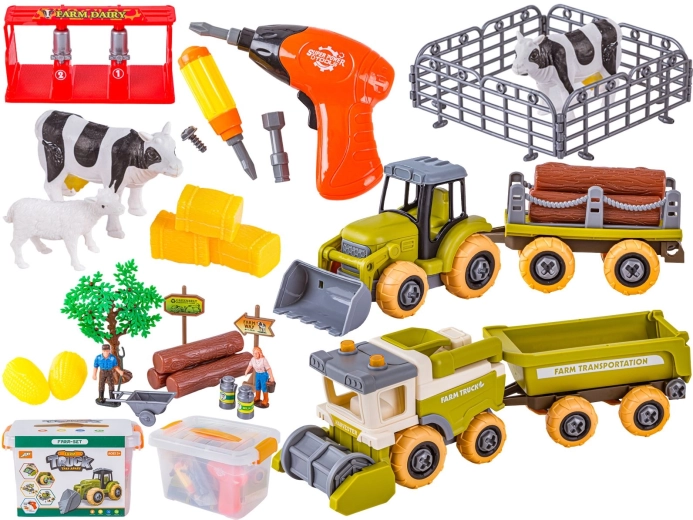 Mini fattoria: set da avvitare con trattore, mietitrebbia e accessori in valigetta