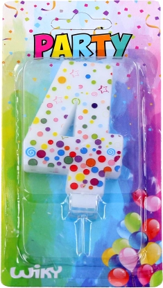 Candela per torta Party numero 4 con pois