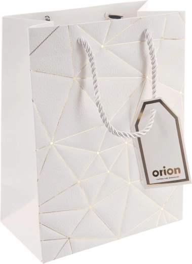 Borsa regalo in carta con motivo a griglia bianca 18 × 10 × 23 cm