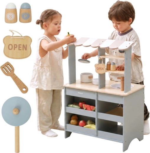 Cucina e negozio in legno VIGA PolarB 2 in 1 con accessori