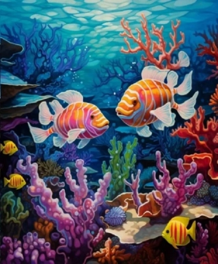 Norimpex pittura con diamanti Barriera corallina con pesci 30 × 40 cm