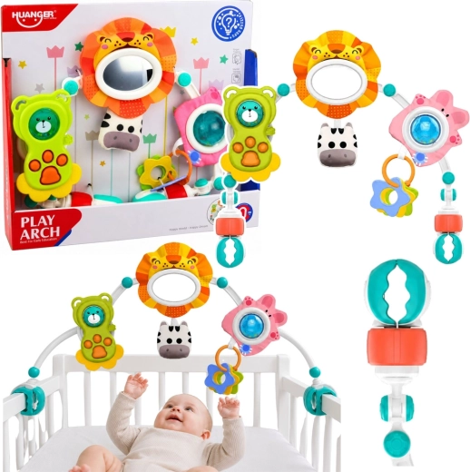 Arco giochi sensoriale con leoncino per passeggino, culla e seggiolino auto