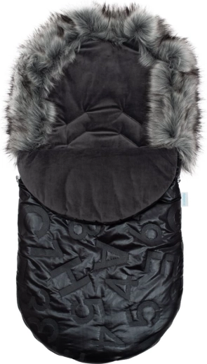 Sacco invernale di lusso New Baby con pelliccia nero