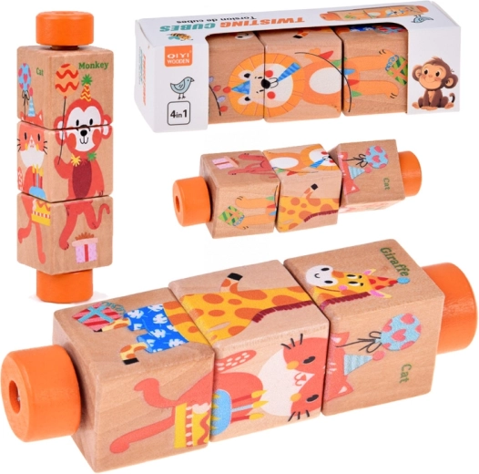Puzzle girevole in legno con animaletti