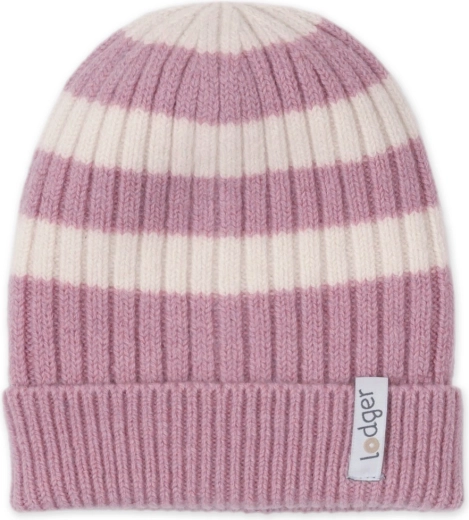 Cappellino in maglia merino Lodger stripe mauve (6–12 mesi)