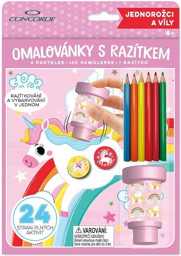 Album da colorare con timbro CONCORDE unicorni e fate