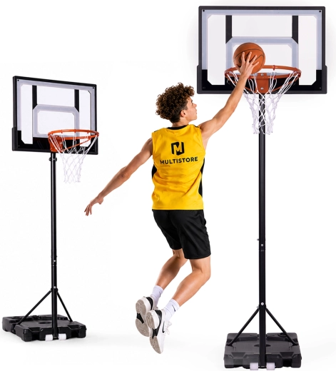 Canestro da basket MOVEPRO autoportante regolabile con tabellone fino a 210 cm