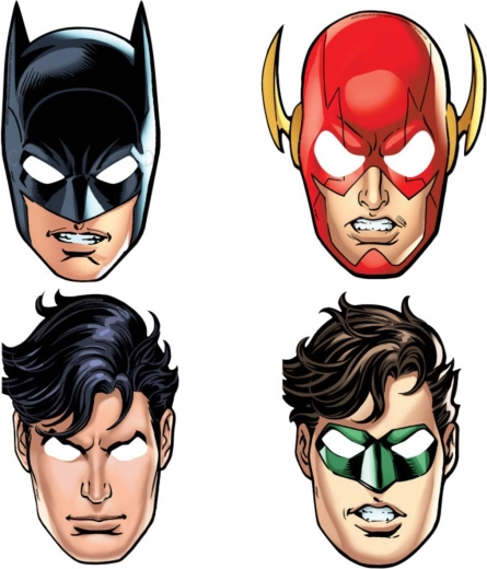 Maschere party per il viso Justice League – set da 8 pz