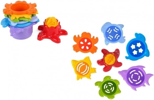 Bicchieri impilabili per acqua e sabbia – animali marini, 7 pezzi