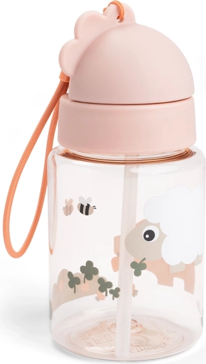 Borraccia Done by Deer con cannuccia Tiny farm rosa 280 ml