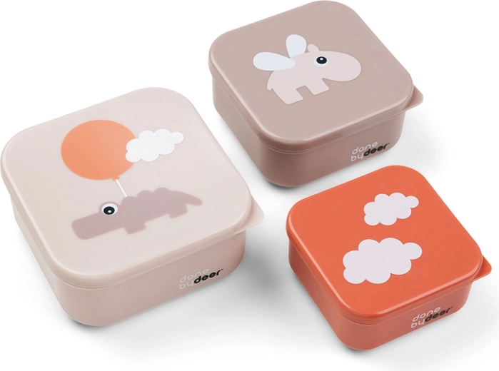 Done by Deer set di contenitori per snack Happy clouds rosa (3 pz)