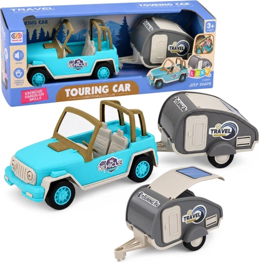 Fuoristrada con caravan con suoni – set da viaggio blu