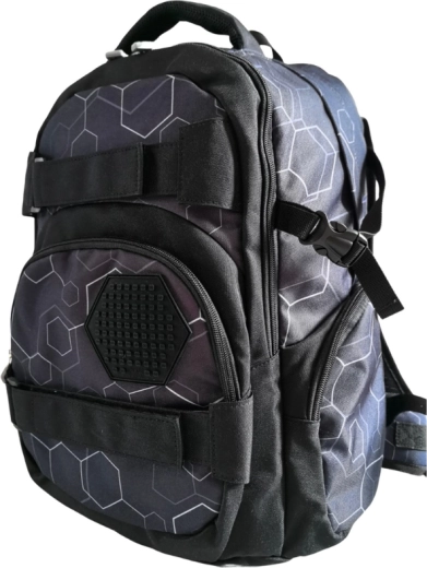 Zaino per studenti Pixie Crew Hexa nero con 100 pixel