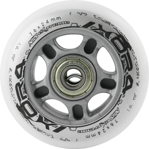 Set di ruote PU bianche 76 × 24 mm con cuscinetti ABEC 7 NILS EXTREME