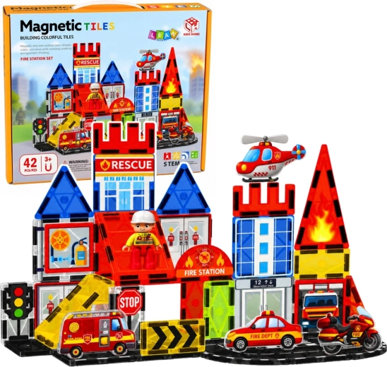 Mattoncini da costruzione magnetici stazione dei pompieri 42 pezzi
