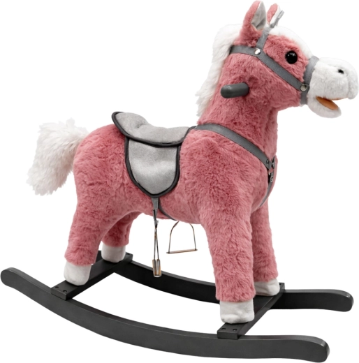 Cavallo a dondolo rosa con suoni, 74 cm