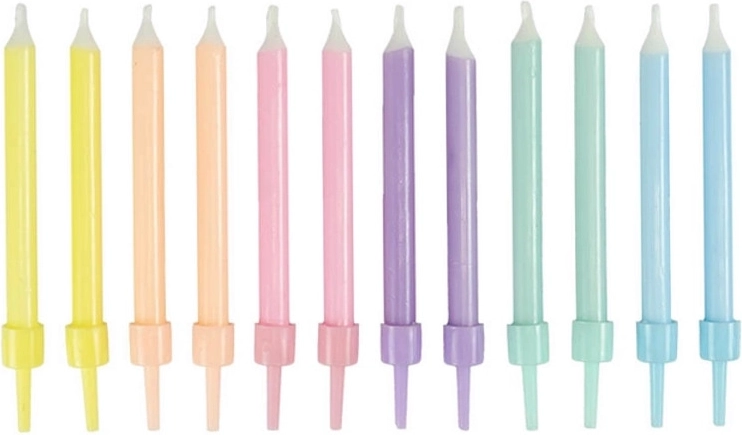 Candele di compleanno pastello 12 pz 6 cm