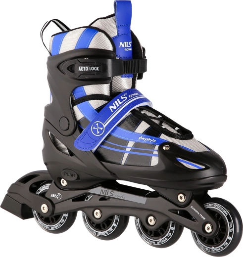 Pattini regolabili per bambini 2 in 1 NILS Extreme nero-blu – S (31-34)