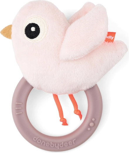 Done by Deer sonaglio sensoriale con massaggiagengive Birdee rosa