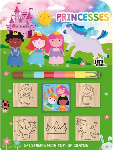 Timbri 5+1 con pastello a cera Principesse
