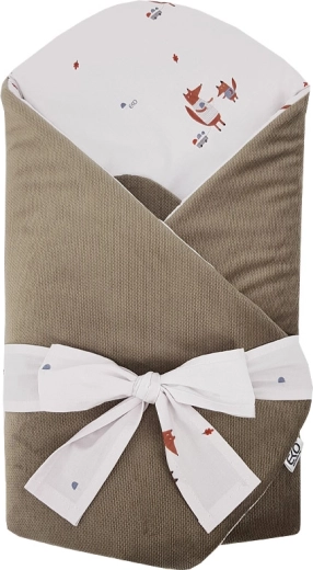 Fasciatoio avvolgente in cotone eco con velluto e inserto in cocco Fox 75 × 75 cm