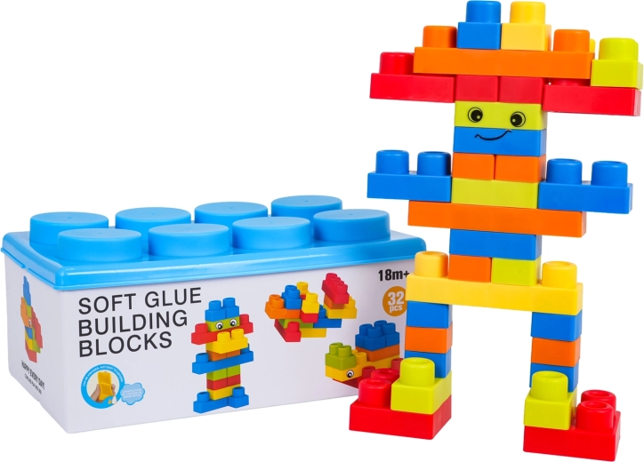Set di morbidi cubi da costruzione, 32 pezzi