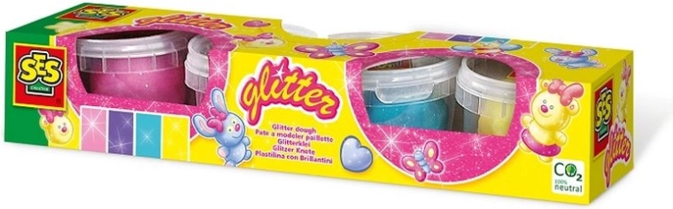 Pasta modellabile SES con glitter – set da 4 colori