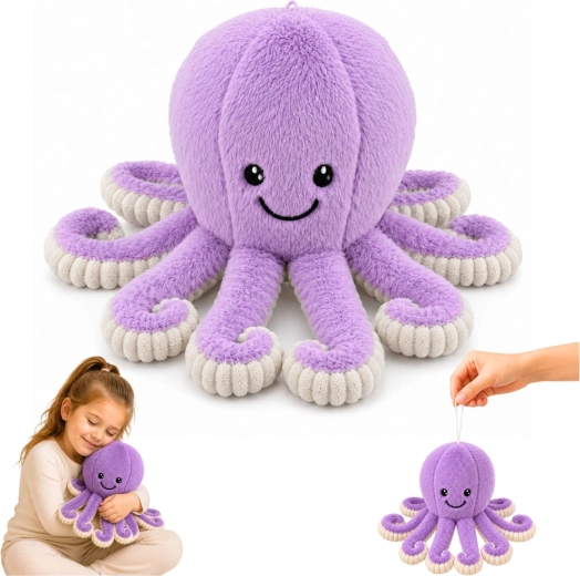 Polpo di peluche con tentacoli elastici viola 30 cm