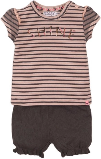Dirkje set bimbo/a 2 pezzi: t-shirt e shorts, smokey pink/stripe/smokey grey