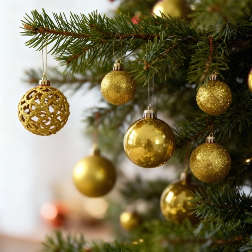 Set di decorazioni natalizie dorate con puntale a stella per l'albero