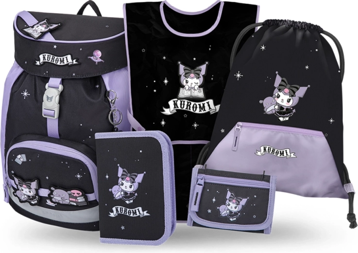 Set scolastico Baagl Airy Kuromi Fortune dream – zaino, astuccio, sacca, grembiule e portafoglio (GRS)