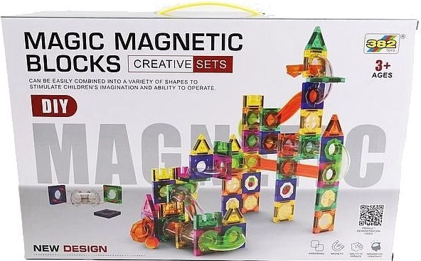 Set da costruzione magnetico con pista per biglie, 160 pezzi