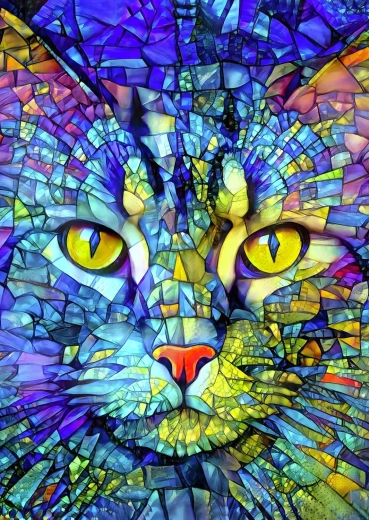 Enjoy puzzle Fiona, gatta in stile vetrata, 1000 pezzi