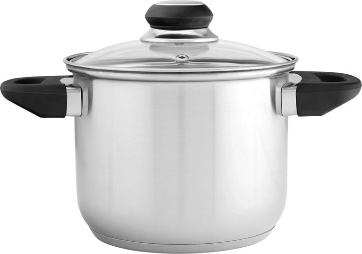 Altom Design Emilio pentola alta in acciaio inox 2,3 l con coperchio in vetro, 16 cm