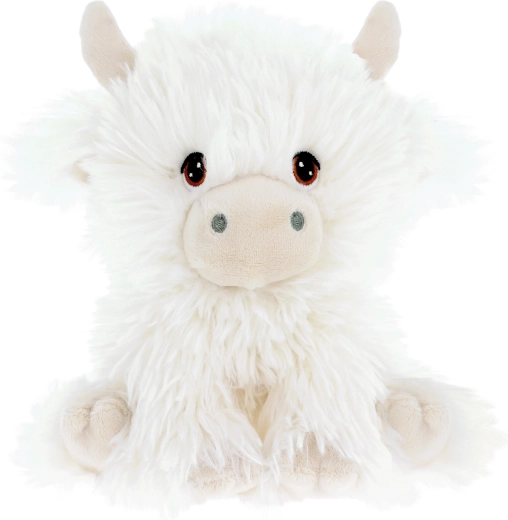 Mucca Keeleco color crema e pelosa 18 cm