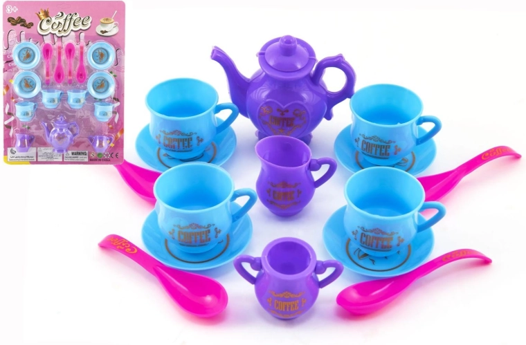 Set da caffè e tè in plastica per bambini, 15 pezzi