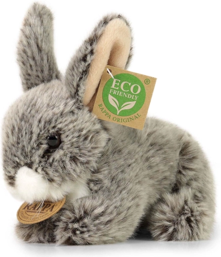 Coniglietto di peluche grigio scuro sdraiato Eco-Friendly 17 cm