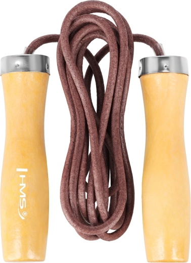 Corda per saltare in pelle con manici in legno HMS