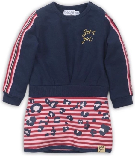 Dirkje vestito felpa da bambina Get it girl! navy con gonna a righe