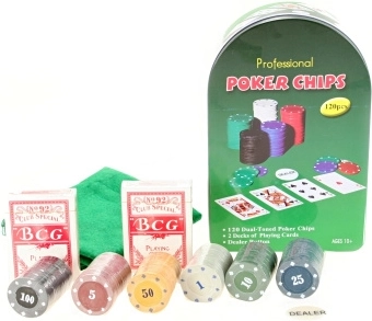 Set da poker in scatola di latta