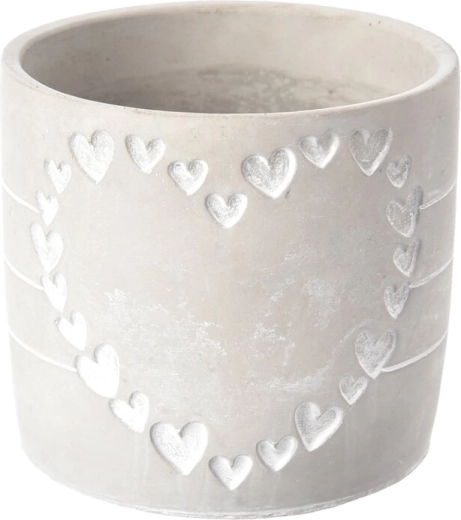Vaso in cemento a forma di cuore grigio